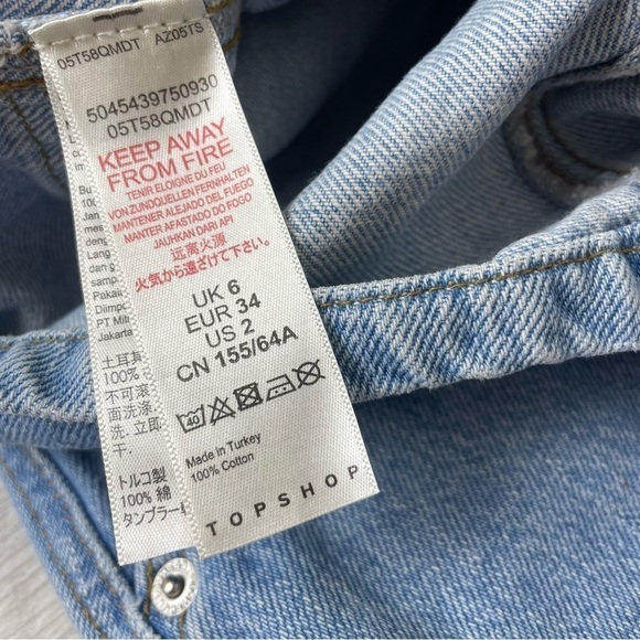 TOPSHOP Light Blue Denim Mini Skirt Size 2 - Picture 5 of 5